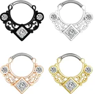 Karisma Titan G23 Septum Clicker Segment Ring Nasenring Nasenpiercing Zirkonia - 1,2x8mm tsc-h013 - Gold