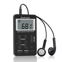 HanRongDa HRD-103 AM FM Digital Radio 2-Kanal-Stereo-Empfänger Portable Pocket Radio w / Kopfhörer LCD-Bildschirm Akku Lanyard
