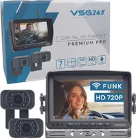7" FUNK-HD-Rückfahrkamera PREMIUM PRO HD mit 2 Kameras 24582