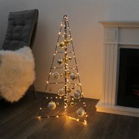 120 cm hoch warm-weiß Christbaum Ø 40 cm LED Spiral-Lichterbaum aus Metall mit 100 LED Weihnachtsbaum für Innen und Außen 