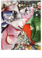 Kunstkarte Marc Chagall "Ich und das Dorf"