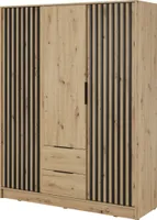 Masseno Drehtürenschrank NELIANA 155 cm Kleiderschrank Schlafzimmer Schrank 3-türig Eiche Artisan