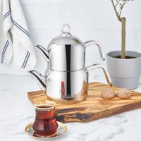 Karaca Manes mittelgroße Teekessel-Set Metall Wasserkocher, Induktion Geeignet, Türkischer Tee, Tea, Turkischer Teekocher, Caydanlık