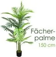 Künstliche Palme Pflanze Kunstpflanze Palmbaum Fächerpalme Deko Kunstbaum Zimmerpflanze künstlich im Kunststofftopf Plastikpflanze 150 cm Decovego