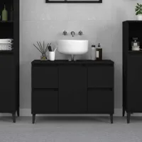 Eleganten-Stil Waschbeckenunterschrank Schwarz 80x33x60 cm Holzwerkstoff DE2522802