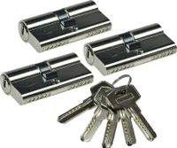 Schließzylinder-Set 3x 60mm (30+30mm) Profil-Zylinder, 5 Sicherheits-Schlüssel