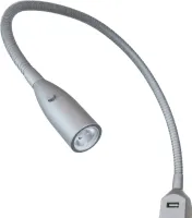 kalb | Flexible LED Bettleuchte silbergrau warmweiß Leseleuchte mit integrierter USB Ladefunktion