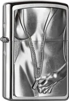 Zippo Zipper Girl | Sexy Motiv | Messing Edelstahl Chrom | Sturmfeuerzeug