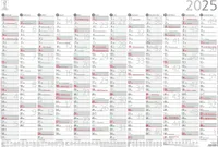 Jahresübersicht A2 12 Monate 1 Stk. plano 2025 - 59,4x42 cm - gerollt - mit Arbeitstage- und Wochenzählung - Posterkalender - Jahresplaner - 938-6111