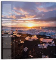 DEQORI Küchenrückwand Glas 60x60 cm 'Diamantstrand' Spritzschutz Bad Rückwand Küche