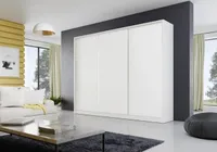 Easy4You D2 Weiß Schiebetüren Kleiderschrank 200x215x58 cm mit Spiegel - Schlafzimmermöbel, Aufbewahrung - Mehrzweckschrank - Farbe: Weiß
