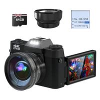 Fine Life Pro Digitálne fotoaparáty 4K, 48MP Fotoaparáty s 16X digitálnym zoomom, Kompaktné fotoaparáty s širokouhlým objektívom a makroobjektívom