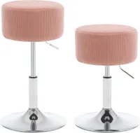 WOLTU 2 x Barhocker rund, höhenverstellbar drehbar, gepolstert, rosa