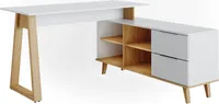Vicco Schreibtisch Nautica, 138 x 60 cm mit Schubladen XXL, Weiß/Eiche