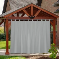 Außen Vorhang Wasserdicht Gardine Blickdicht Outdoorvorhänge mit Abnehmbaren Schlaufen für Terrasse Balkon Garten Hof, 254x213cm, Grau