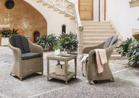 Destiny Balkonset MALAGA MERANO 2x Sessel + Tisch 46x46x50cm, natur meliert