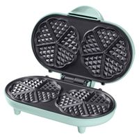 Bestron Doppel-Waffeleisen für klassische Herzwaffeln, Waffelmaker mit Antihaftbeschichtung, 1000 Watt, Farbe: Mint