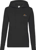 Fruit of the Loom Damen Kapuzenpullover mit Vintage-Logo Farbe: schwarz - Vintage-Logo klein Größe: XL
