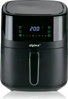 alpina Digitale Heißluftfritteuse 6L - Airfryer für 4 bis 6 Personen - Air Fryer mit einstellbarer Temperatur von 80°C bis 200°C - Timer bis 60 Minuten - Schwarz