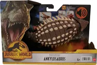 Mattel HDX36 Jurassic World Dominion Ankolosaurus Roar Strikers so zvukom, dinosaurus s revom, hnedočervený, akčná figúrka dinosaura