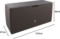 CASARIA® Gartenbox 290L UV-beständig Haltegriffe Rollen Verschlussvorrichtung Balkon Wohnzimmer Wintergarten Kissenbox 114x47cm Rattan-Optik Braun