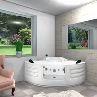 Whirlpool Pool Badewanne Eckwanne Wanne W70H 150x150cm mit Tür Walk-in-Pool