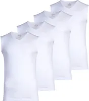 RAGMAN Pánské vesty, 4-pack - Košile, bavlna, výstřih do V, jednobarevná bílá XL