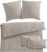 Pure Label Musselin Bettwäsche 200x220 bestehend aus einem Bettbezug 200x220 cm + Kissenbezug 80x80 2er Set + 40x80 Kissenbezug 2er Set in Taupe