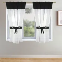 VORHANG Fertiger Voile NIEDERLANDE 145x160, Band, SCHWARZ