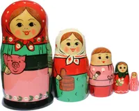 Matroschka Puppen Original Babuschka mit Ferkel Set 5 Figuren  16cm hoch