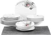 18 szt. serwis obiadowy zestaw naczyń zastawa stołowa 6 osób serwis obiadowy zestaw talerzy porcelana róże