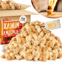 grillas® Anzünder 15 kg Kaminanzünder Holzwolle Grillanzünder Holz Feueranzünder