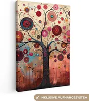 Leinwand Bilder 80x120 cm - Lebensbaum - Lila - Abstrakt - Kunst, Bilder, Wanddeko Wohnzimmer