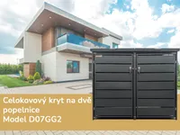 Prístrešok na koše D07GG2, pre 2 koše, celokovový kryt, moderný, antracitový