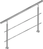 YUENFONG Treppengeländer Edelstahl Handlauf Geländer für Treppen, Innen und Außen, Balkon, Brüstung, Silber, 160cm Länge, mit 2 Querstreben