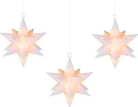 F-H-S International pływające plastikowe gwiazdy LED, zestaw 3, białe, 10 ciepłych białych/10 RGB LED każda, 13 cm, wysokiej jakości pilot zdalnego sterowania, przełączana ciepła biel,