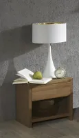 Nachttisch aus massiver Wildeiche mit 1 Schublade