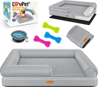 LovPet® Orthopädisches Hundebett Hundekissen Hundekorb Relax, Inkl. Napf + 3X Kauknochen, Hundesofa für Kleine, Mittelgroße & Große Hunde, Bezug abnehmbar und waschbar