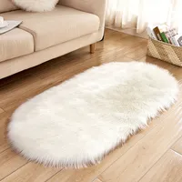 60x90CM Owalny puszysty dywan Kudłaty dywan Kudłaty dywan Dywan do salonu Sypialnia, biały