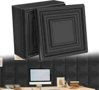 LARS360 3D-Wandpaneele 12 Stück 50 x 50 cm, PVC-Dekorplatten Wandverkleidung Wanddekoration für Wohnzimmer, Schlafzimmer und Büro, Stil E - Schwarz