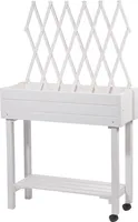 dobar Rollbares Hochbeet mit Rankhilfe, Tischbeet für Terrasse & Balkon, 79 x 28,5 x 130 cm, Fichte, Weiß