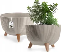 KADAX plastový kvetináč "Milis", kvetináč s tromi zásuvnými podstavcami, sivý, 33 cm