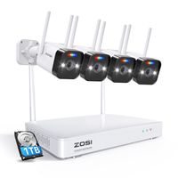 ZOSI 3MP WLAN Überwachungskamera Set mit 2 Wege Audio, 8CH NVR mit 1TB Festplatte, PIR Personenerkennung, Spotlight & Sirene Alarm
