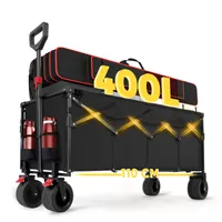 SUNULA 400L Bollerwagen Faltbar Sackkarre Klappbar 200KG Belastbar Faltbarer Bollerwagen mit Bremse, Schwarz