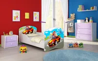 ACMA I Jugendbett Kinderbett Junior-Bett Komplett-Set mit Matratze Lattenrost Weiß 03 Racing Car 180x80