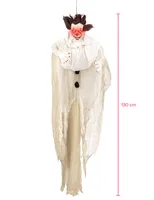 Horrorclown-Dekofigur Halloween-Deko weiss-schwarz 130 cm