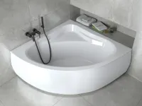 BADLAND Eckbadewanne Badewanne Mia 120x120 mit Acrylschürze, Füßen und Ablaufgarnitur GRATIS