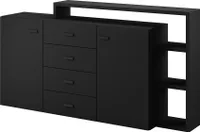 Kommode Sideboard Beistellkommode BT27 schwarz Kommode mit 4 Schubladen Breite 180cm