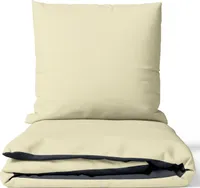 Baumwolle Bettwäsche Set 155x220 cm Taupe Anthrazit Wendebettwäsche mit Reißverschluss