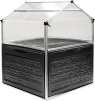Palram - Canopia Metall Hochbeet mit Gewächshaus Plantino anthrazit 118x118x148 cm